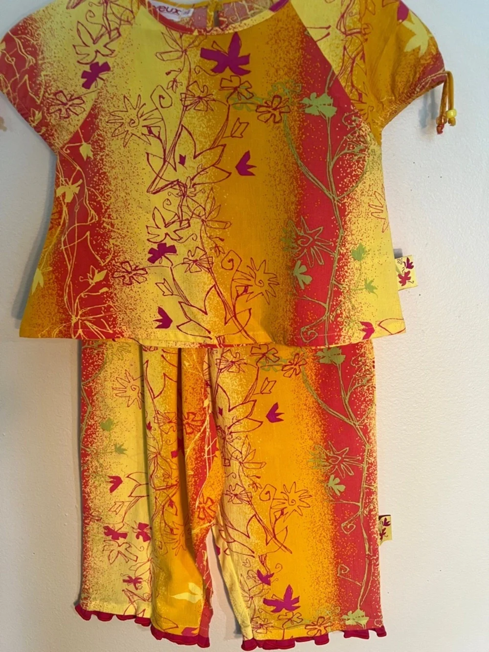 Vintage Kids Bright Floral Boho Two-Piece Set Size 4​